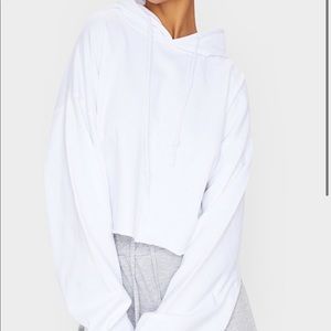 Cropped White Hoodie
